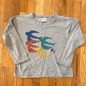 Bobo Choses gray birds long sleeve t-shirt size 8-9 years
